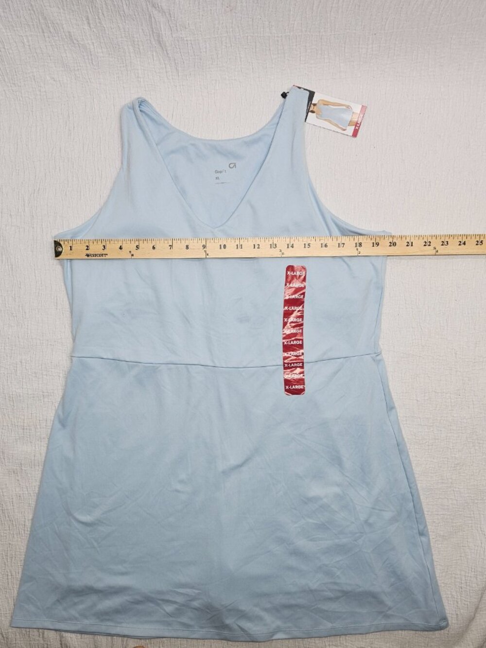 GapFit Women's V Neck Moisture Wicking Shelf Bra Active Tank Dress  Light Blue - Picture 4 of 8